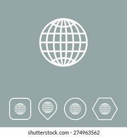 Globe Icon on Flat UI Colors with Different Shapes. Eps-10.