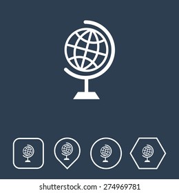 Globe Icon on Flat UI Colors with Different Shapes. Eps-10.