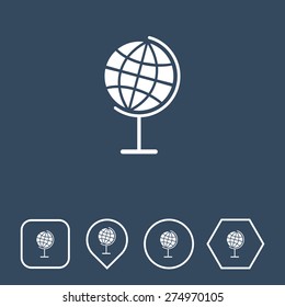 Globe Icon on Flat UI Colors with Different Shapes. Eps-10.