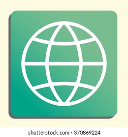 globe icon, on green rounded rectangle background, white outline