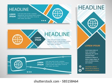 Globe icon on horizontal and vertical banner. Modern banner design template.