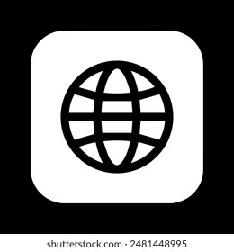 Icono del globo en el Botón de Internet. Icono de globo contorno del Vector