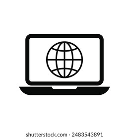 globe icon on internet button on white background