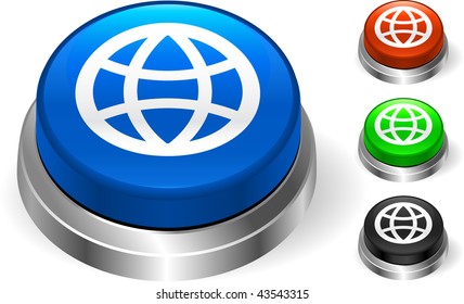 Globe Icon on Internet Button Original Vector Illustration Three Dimensional Buttons