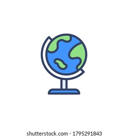 Icono de globo sobre fondo blanco aislado, icono de línea rellena de la Tierra, ilustración de Globe para logotipo, ui, web, aplicaciones, banner, afiche, folleto, infografía, etc.