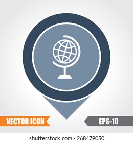 Globe Icon On Map Pointer. Eps.-10.