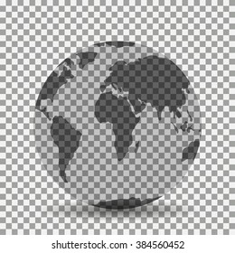 globe icon on paper with shadow.