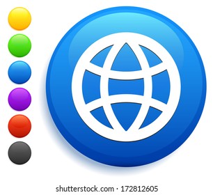 Globe Icon on Round Button Collection