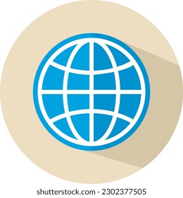 globe icon on round internet button