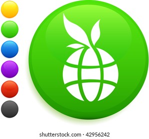 icono del globo alrededor del botón de internet ilustración vectorial original 6 versiones de color incluidas
