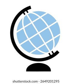 Globe icon on transparent background, flat line design, vector illustration