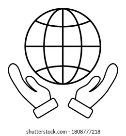 Globe icon on a white background vector illustration. Flat design.