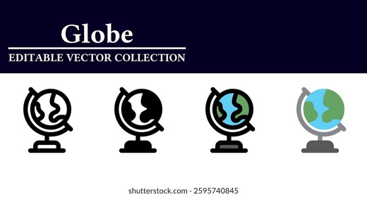 globe icon on white background. globe symbol. Line, glyph, colored outline, flat icon style. For web and mobile design.