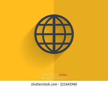 Globe icon on yellow background