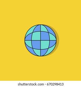 globe icon on yellow background
