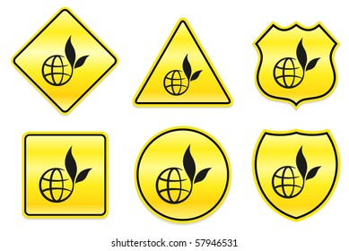 Icono de globo en diseños amarillos Ilustración original