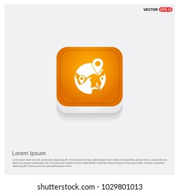 globe icon Orange Abstract Web Button