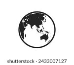 Globe icon. Orient, eastern hemisphere of the planet earth. Asia, Far East and Australia. Isolated vector image in simple style