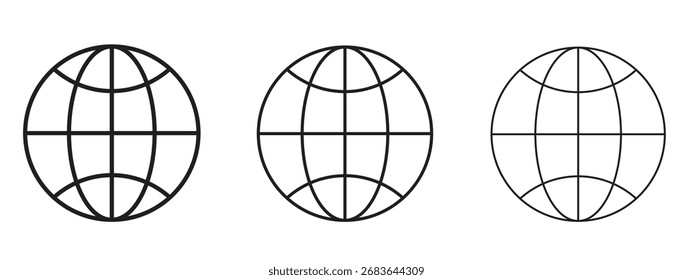 Globussymbol, Umrisszeichen, lineare Symbole