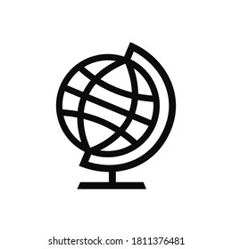 Globe icon with parallel and meridians on a stand. Vector geographical symbol