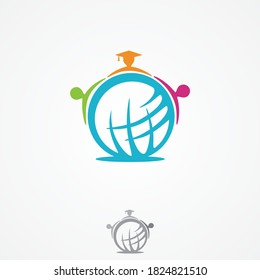 Globe icon with people in abstract style from education collection symbol. Global education icon trendy and modern global education symbol. Vector illustration EPS.8 EPS.10