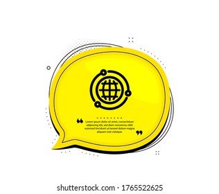Globe-Symbol. Angebotsblase. Welt- oder Erdzeichen. Globales Internetsymbol. Anführungszeichen. Klassisches Globus-Symbol. Vektorgrafik
