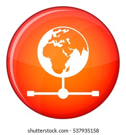 Globe icon in red circle isolated on white background vector illustration