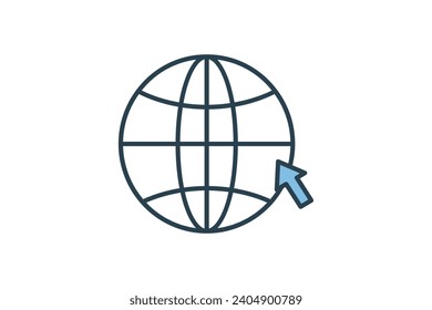 icono de globo. icono relacionado con la web básica y la interfaz de usuario. adecuado para sitio web, aplicación, interfaces de usuario, imprimible, etc. estilo de icono de línea plana. diseño de vector simple editable