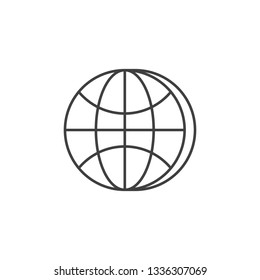 Globe Icon. Globe Related Vector Line Icon. Isolated on White Background. Editable Stroke.
