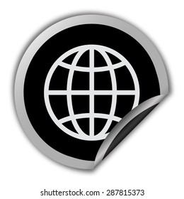 globe icon - round vector sticker
