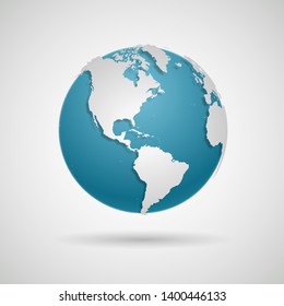 Globe Icon - Round World Map Vector Illustration