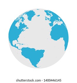 Globe Icon - Round World Map Flat Vector Illustration