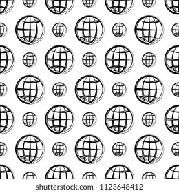Globe Icon Seamless Pattern Vector Art Illustration