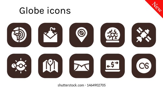 globe icon set. 10 filled globe icons.  Simple modern icons about  - Planet earth, Email, Map, Plasma ball, Satellite, Solar system, Money transfer, Lastfm