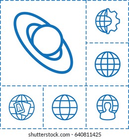 Globe icon. set of 6 globe outline icons such as planet