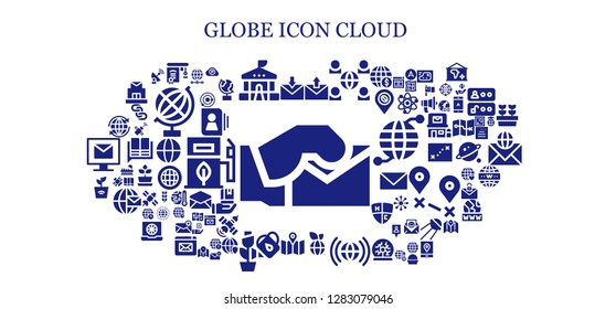  globe icon set. 93 filled globe icons. Simple modern icons about  - Email, Education, School, Network, World, Worldwide, Map, Plant, Pc cloud, Satellite, Solar system, Contact