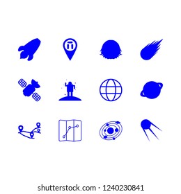 globe icon set about cosmonaut, planets, comet and asteroid vector set