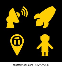 globe icon set about cosmonaut, space, monument pin and satellite vector set