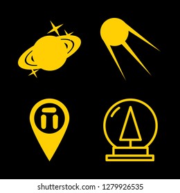 globe icon set about snow globe, planet, monument pin and asteroid vector set