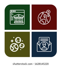 globe icon set. Collection of Web, World, Planets, Contact us icons