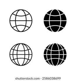 globe icon set color editable on white background
