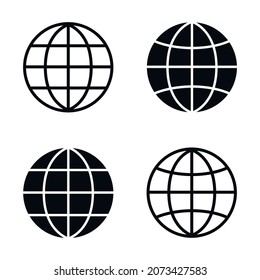 Juego de iconos de globo. Ilustración terrestre. Mapa de la Tierra