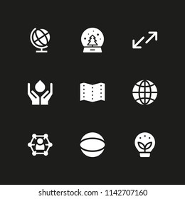 globe icon set. earth globe, map and transfer vector icon for graphic design and web