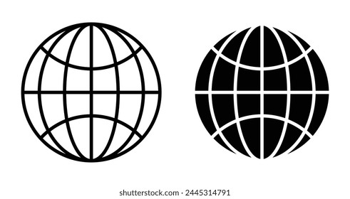 Conjunto de iconos de globo. símbolo de Vector de planeta tierra. signo de Dirección de Sitio web. signo mundial o universal.