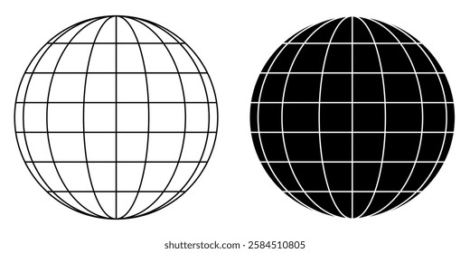 Globe icon set. flat illustration of vector icon.  Global network sign. World black and white sign or icon. Vector. geography, education, or global themes.