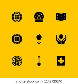 globe icon set. global, travel and ozone layer vector icon for graphic design and web
