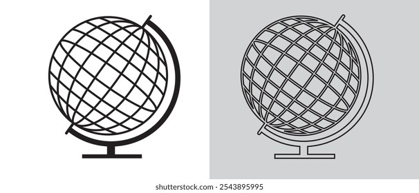 Globe icon set. Set of Globus map icon, Earth globe symbol on white background. School desk globe vector icons. Vector illustration .
