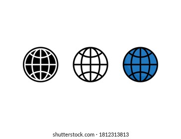 Globe icon set, go to web icon vector