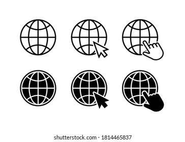 Globe icon set, go to web icon vector