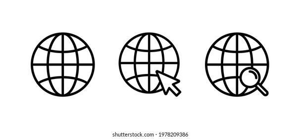 Globe icon set, Go to web icon. web icon vector